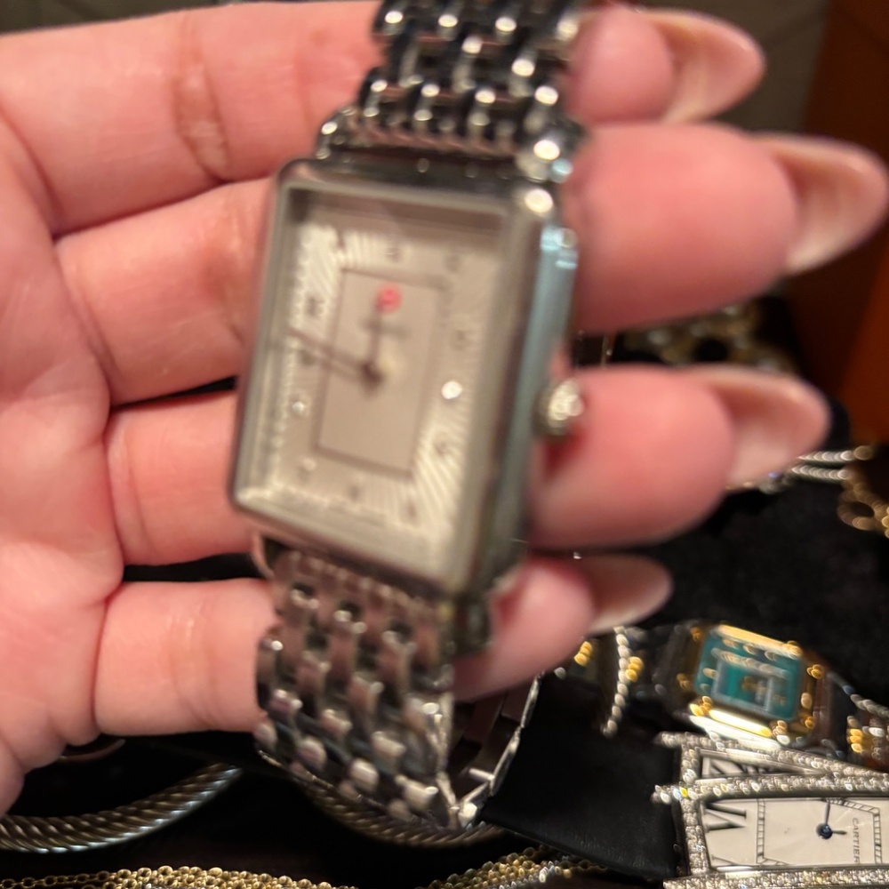 Michele Silver and white diamond Watch deco Madison - Picture 3 of 10